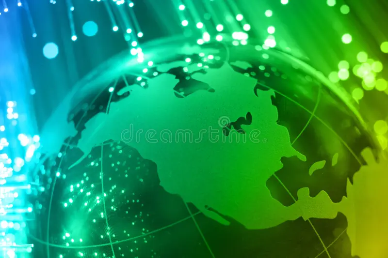 Planet Earth with data streams flowing around it.